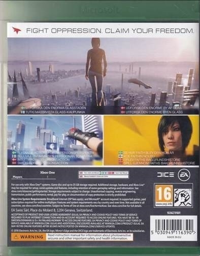 Mirrors Edge - Catalyst - Xbox One - Spil (A-Grade) (Genbrug)